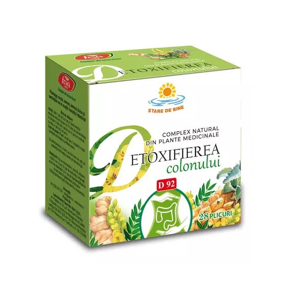 Complex Natural din Plante Medicinale Detoxifierea Colonului, D92, 28 Plicuri, Fares