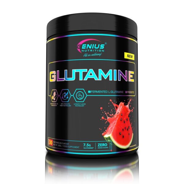 Glutamine 300 g/100 Serv, 3000 mg, cu Aroma de Pepene Verde, Genius Nutrition