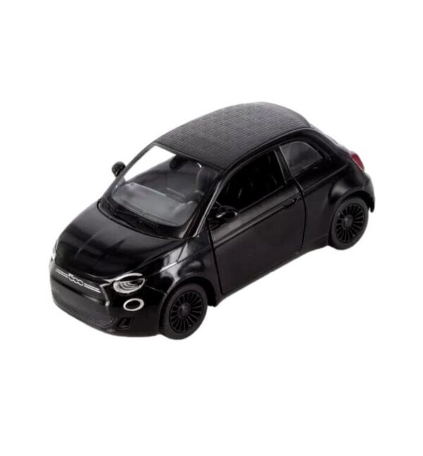 Macheta Metalica Fiat 500E, Scara 1:28, Negru, Kinsmart