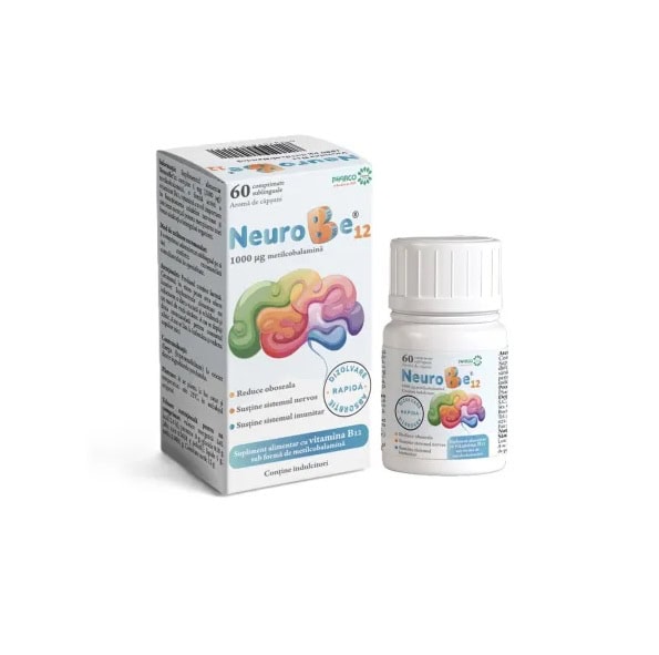 neurobe-12-60-comprimate-pharco-O42316-farmacia-morpheus Neuro B12, supliment cu vitamină B12 pentru sănătatea nervilor și creierului.