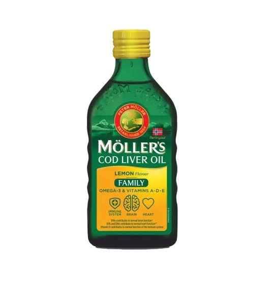 Omega 3 Ulei Ficat de Cod cu Aroma de Lamaie Family, 500 ml, Moller's