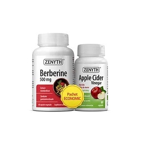Pachet Berberina 500mg 60 Capsule + Otet din Cidru de Mere 60 Capsule, Zenyth
