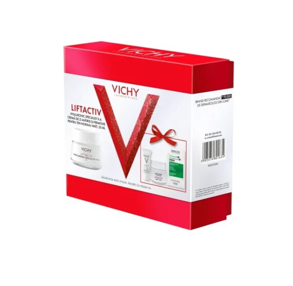Pachet Crema Antirid Liftactiv HA, 50 ml + Crema de Noapte Liftactiv HA, 15 ml + Fluid cu SPF 50+ Capital Soleil, 3 ml + Sampon Anti-Matreata Dercos, 6 ml, Vichy