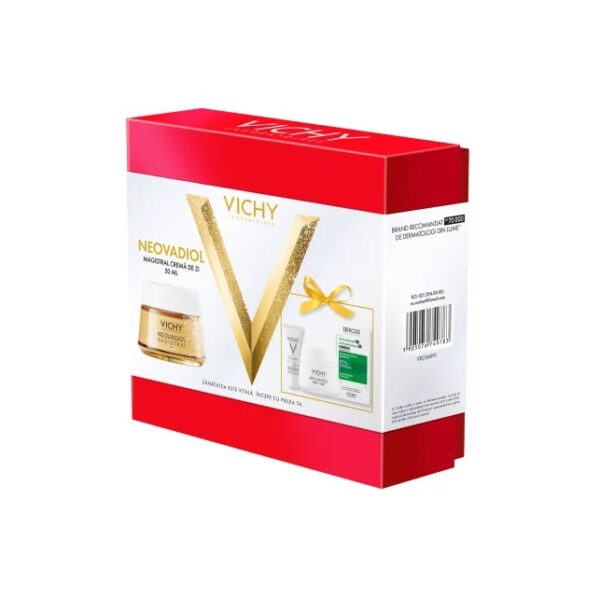Pachet Crema de Zi Novadiol Magistral, 50 ml + Crema de Noapte Neovadiol Magistral, 15 ml + Fluid cu SPF 50+ Capital Soleil, 3 ml + Sampon Anti-Matreata Dercos, 6 ml, Vichy