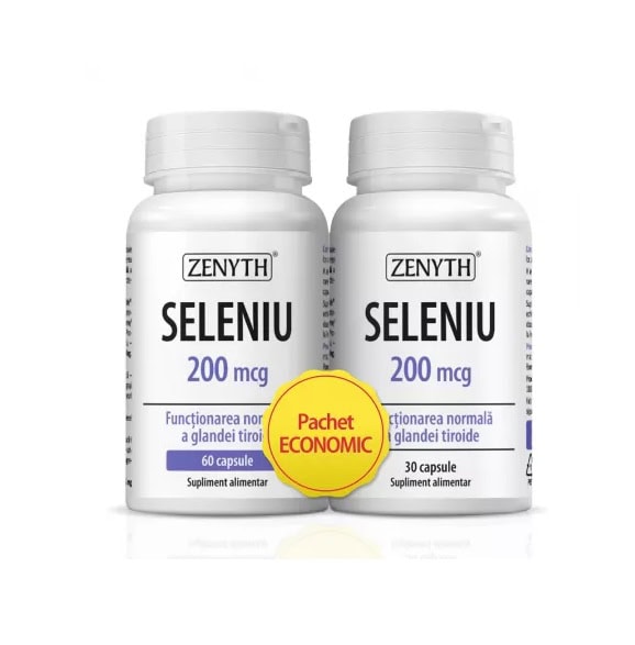 Pachet Seleniu, 200 mcg, 60 + 30 Capsule, Zenyth
