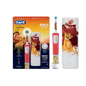 Periuta de Dinti Electrica Copii, Pro Kids Lion King, 7600 Miscari/Min, 2 Programe, 1 Capat Rosu, Oral-B