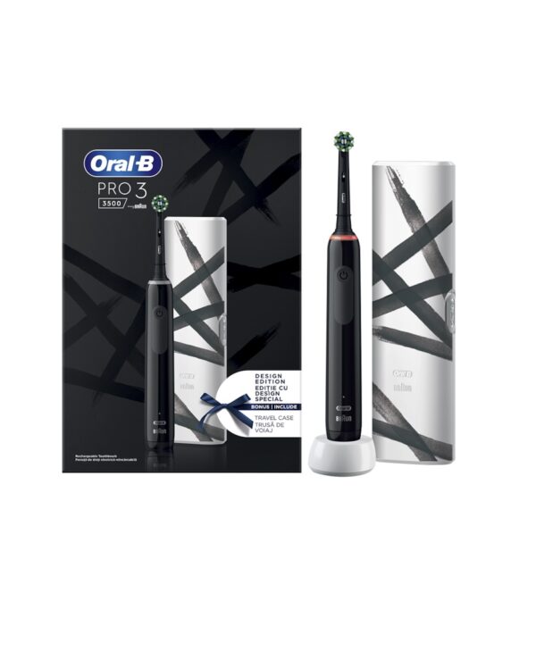 Periuta de Dinti Electrica  iO 3, 1 Rezerva Periuta de Dinti Electrica, 1 Incarcator, 1 Capat, Trusa de Calatorie, Negru, Oral-B