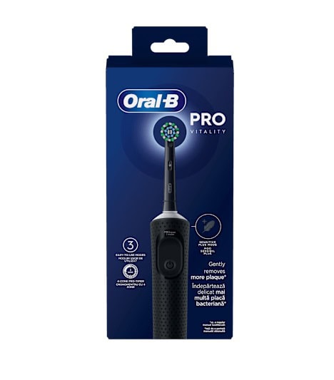 Periuta Electrica Vitality PRO, 7600 Miscari/Min, Curatare 2D, 3 Programe, 1 Capat Negru, Oral-B