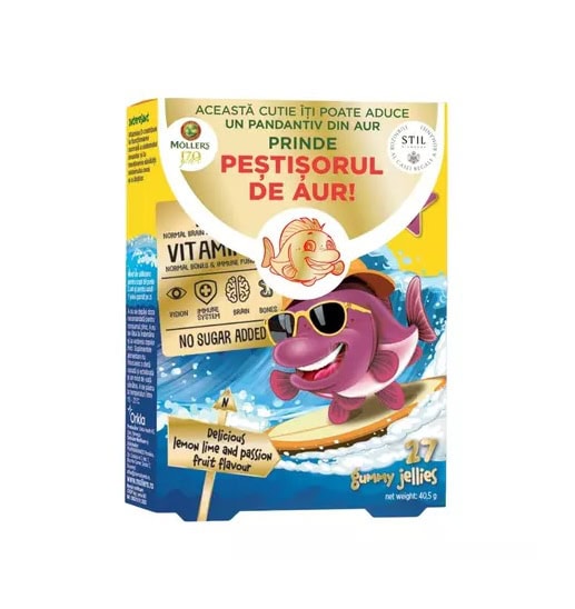 Pestisori Gumati Omega 3, Fructul Pasiunii, +3 Ani, 27 Jeleuri, Moller's