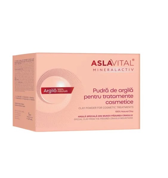 Pudra de Argila pentru Tratamente Cosmetice Mineralactiv, 10 Plicuri x 20 gr, Aslavital