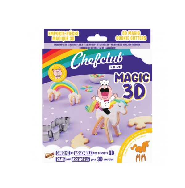 Set de Forme pentru Biscuiti Unicorn si Curcubeu 3D, Chefclub Kids