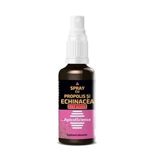 Spray cu Propolis și Echinacea fără Alcool, 50ml, Apicol Science