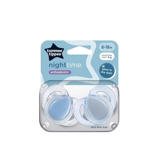 Suzete Ortodontice Night Time, 6-18 Luni, 2 Bucati, Albastru, Tommee Tippee