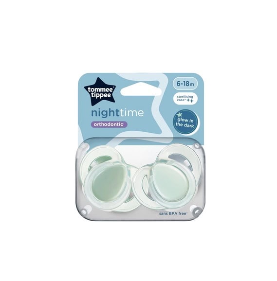 Suzete Ortodontice Night Time, 6-18 Luni, 2 Bucati, Verde, Tommee Tippee