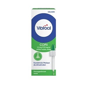 Vibrocil Picaturi Nazale, Solutie, 2,5 mg/0,25 mg/ml, 15 ml, Haleon