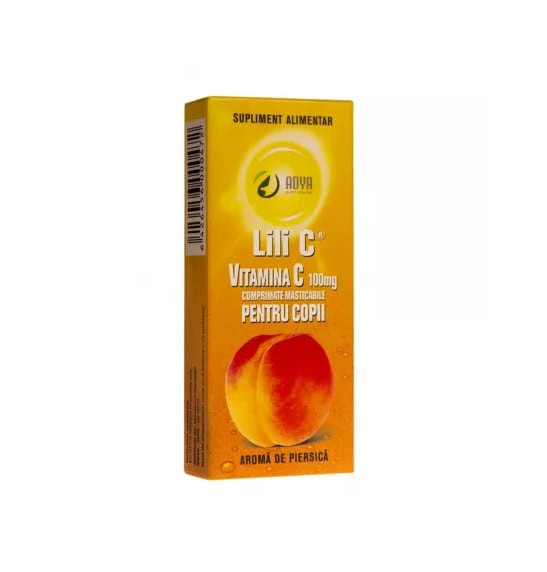 vitamina-c-100-mg-cu-aroma-de-piersica-pentru-copii-lili-c-100-mg-30-comprimate-adya-green-pharma-O35677-farmacia-morpheus Vitamina C 100 mg cu Aroma de Piersica pentru Copii Lili C, 100 mg, 30 Comprimate, Adya Green Pharma