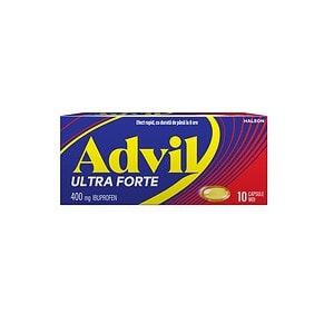 Cutie cu capsule Advil Ultra Forte 400 mg pentru durere.