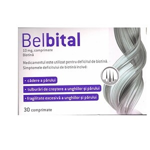 belbital-10mg-30-comprimate-zdrovit-O42450-farmacia-morpheus Belital - supliment pentru deficit de biotină, pentru sănătatea părului și unghiilor, 30 comprimate.