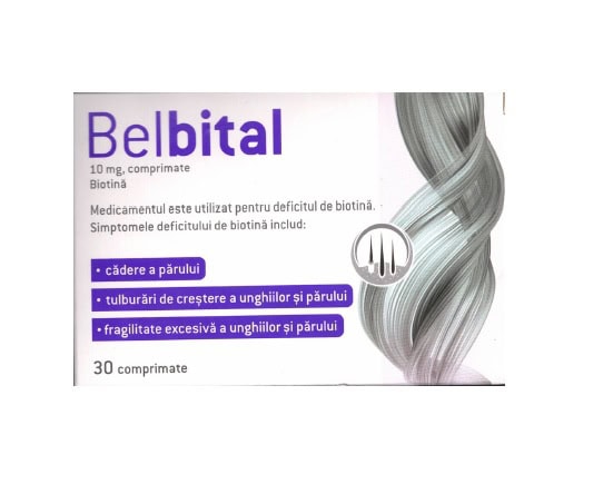 Belital - supliment pentru deficit de biotină, pentru sănătatea părului și unghiilor, 30 comprimate.