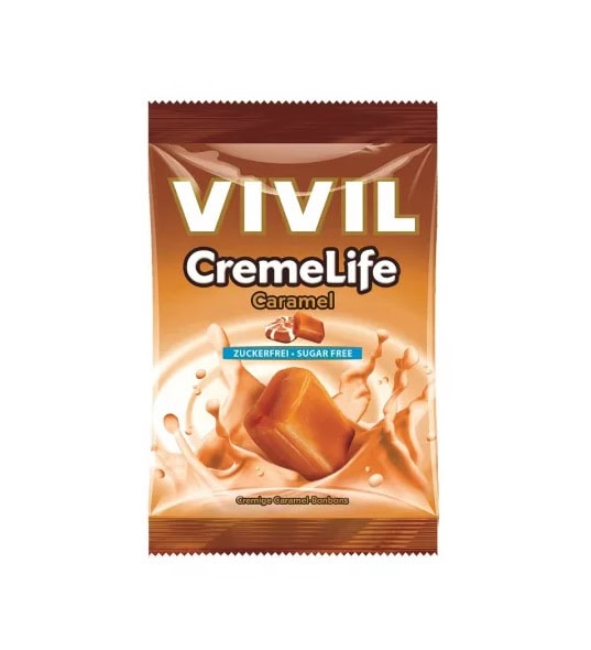 Gustare VIVIL CremeLife Caramel fără zahăr, bomboane delicioase pentru tratamente dulci.