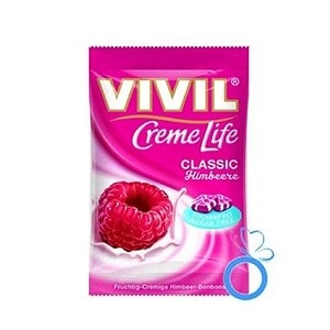 VIVIL Creme Life zmeură - bomboane cu gust de zmeură, fără zahăr sau gel.