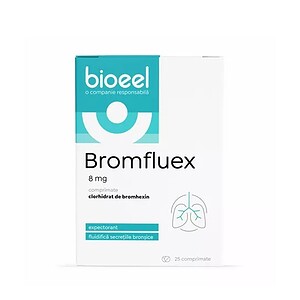 Bioeel Bromflux comprimate pentru tratamentul bronșitelor și afecțiunilor respiratorii, 8 mg.