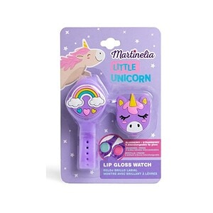 Jucărie de buzunar pentru hidratarea buzelor cu unicorn și curcubeu, ideală pentru copii mici.