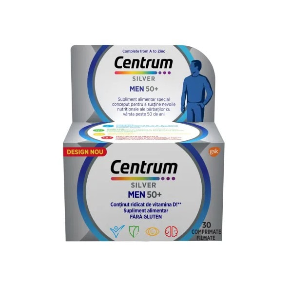 Centrum Silver Men 50+ - Supliment multivitaminic pentru bărbați, sprijin pentru sănătate și energizare.