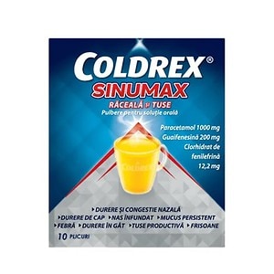 Coldrex Sinumax pastile pentru răceală și gripă, tratament pentru congestie nazală și dureri.