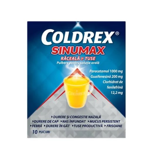 Coldrex Sinumax pastile pentru răceală și gripă, tratament pentru congestie nazală și dureri.