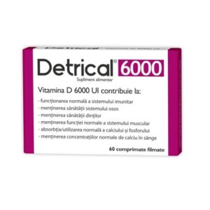 Detrical 6000 supliment vitaminic cu vitamina D pentru imunitate și sănătate osoasă.