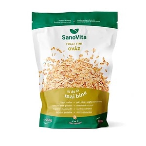 Oat flakes package on a white background.