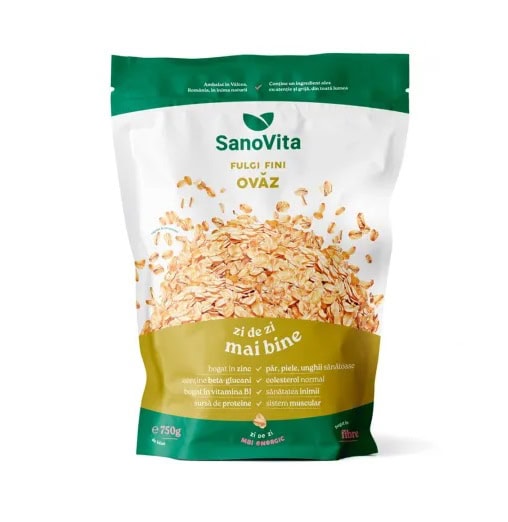 Oat flakes package on a white background.