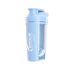 Flip 2: Sticlă shaker pentru suplimente nutritive Ennius Nutrition, utilizată pentru amestecarea optimă a shake-urilor.