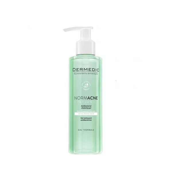 gel-de-curatare-antibacterian-pentru-ten-acneic-normacne-preventi-200-ml-dermedic-O42448-farmacia-morpheus Eau micelar antibacteriană Dermedic Normacne pentru piele acneică și sensibilă.