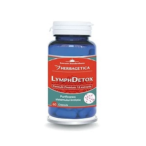 Capsulă supliment detoxifiere limfatică LymphDetox Herbagetica, comprimare naturală.