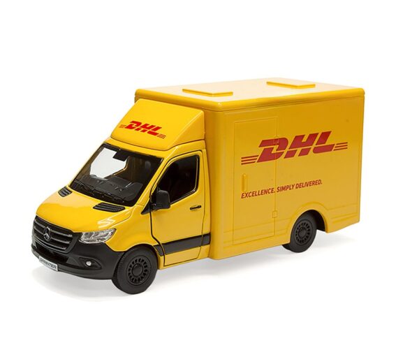 Macheta Metalica Mercedes-Benz Sprinter DHL Edition, Scara 1:48, Kinsmart