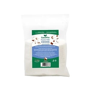Fulgi fini de cocos SanoVita, supliment natural pentru dietă sănătoasă, 150g.