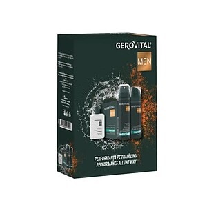 Gerovital Men set de produse de îngrijire masculină, performanță și sănătate.