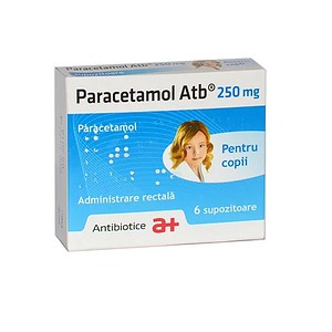 Paracetamol pentru copii, 250 mg, administrare rectală, 6 supozitoare, tratament pentru febră și durere la copii.