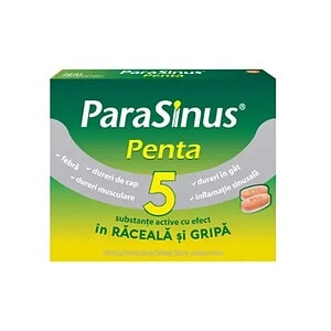 Durere gât, răceală, gripă, dureri musculare - Parasinus Penta 5, tratament simptomatic Farmacia Morpheus.