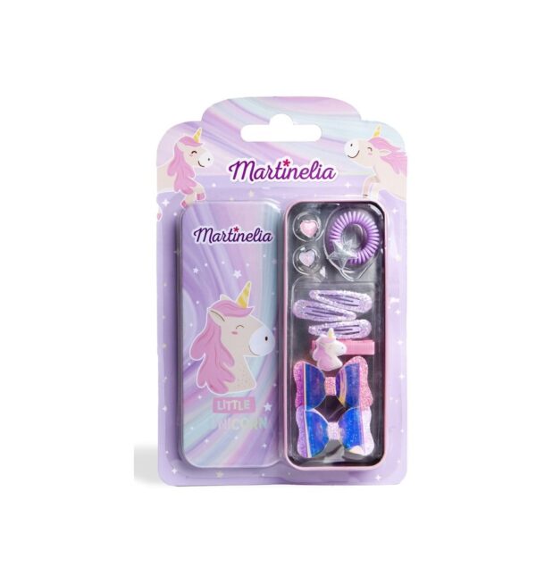 set-little-unicorn-penar-cu-accesorii-pentru-par-martinelia-O42420-farmacia-morpheus Un set de accesorii pentru fetite cu tema unicorn, in ambalaj cu design pastel si ilustratii magice.