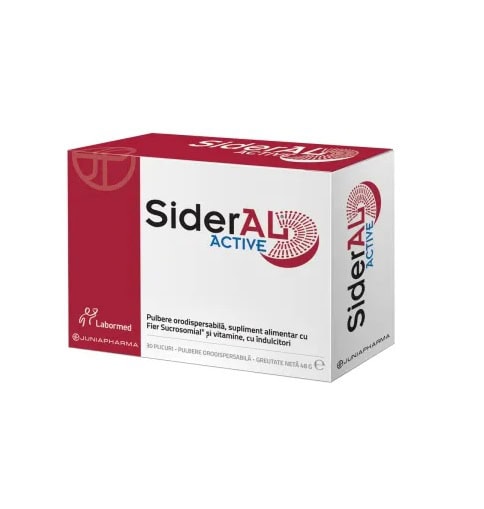 Redare a produsului de suplimente alimentare SiderAL Active cu fier, cu 30 de comprimate.