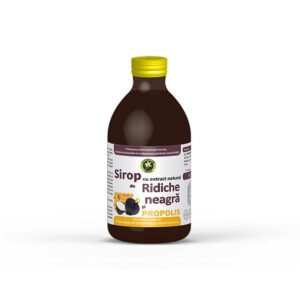 Sirop natural cu extracte de ridiche neagră și propolis, pentru imunitate și sănătate.