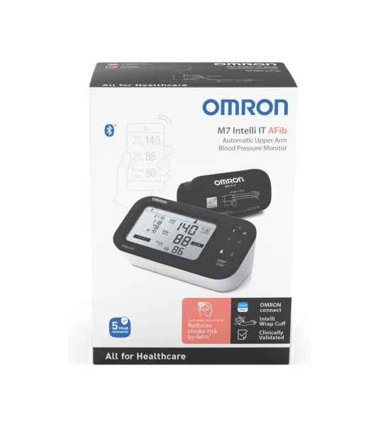 tensiometru-de-brat-automat-m7-it-afib-omron-O42392-farmacia-morpheus Monitor de tensiune OMRON M7 Intelli IT pentru sănătate, precizie și conectivitate Bluetooth.