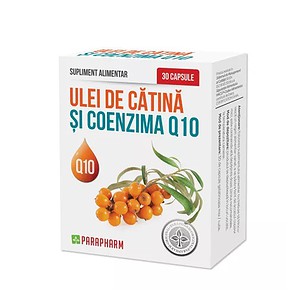 Ulei de cătină cu coenzima Q10, supliment alimentar natural, 30 capsule.