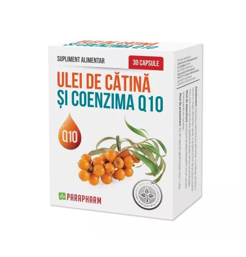 ulei-de-catina-si-coenzima-q10-30-capsule-parapharm-O06841-farmacia-morpheus Ulei de cătină cu coenzima Q10, supliment alimentar natural, 30 capsule.