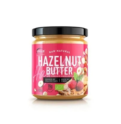 Unt de alune crude natural bio, hazelnut butter sănătoasă, alimentar și gourmet.