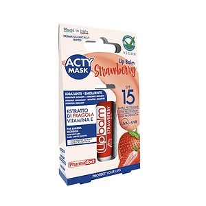 Balsam de buze cu extract de căpșună, SPF 15, vegano, hidratare și protecție solară.