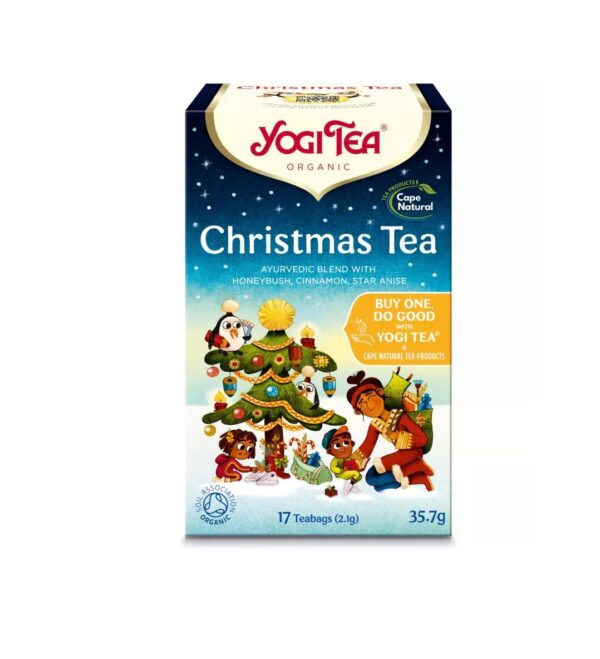 Ceai de Crăciun organic Yogi Tea, amestec ayurvedic cu mușețel, scorțișoară și anason, perfect pentru sezonul festiv, beneficii pentru sănătate și relaxare. Ceai de Crăciun organic cu aromă de scorțișoară, anise și miere, ideal pentru sărbători autentice.